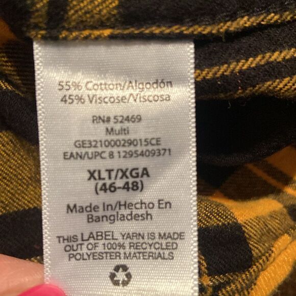 RIP Yellowstone yellow and black plaid shirt bleached XLT - Picture 6 of 6